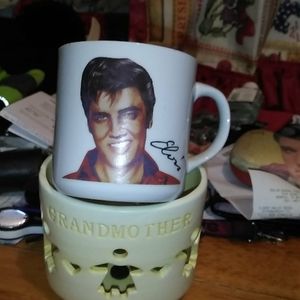 Elvis coffee cup and eyeglass case